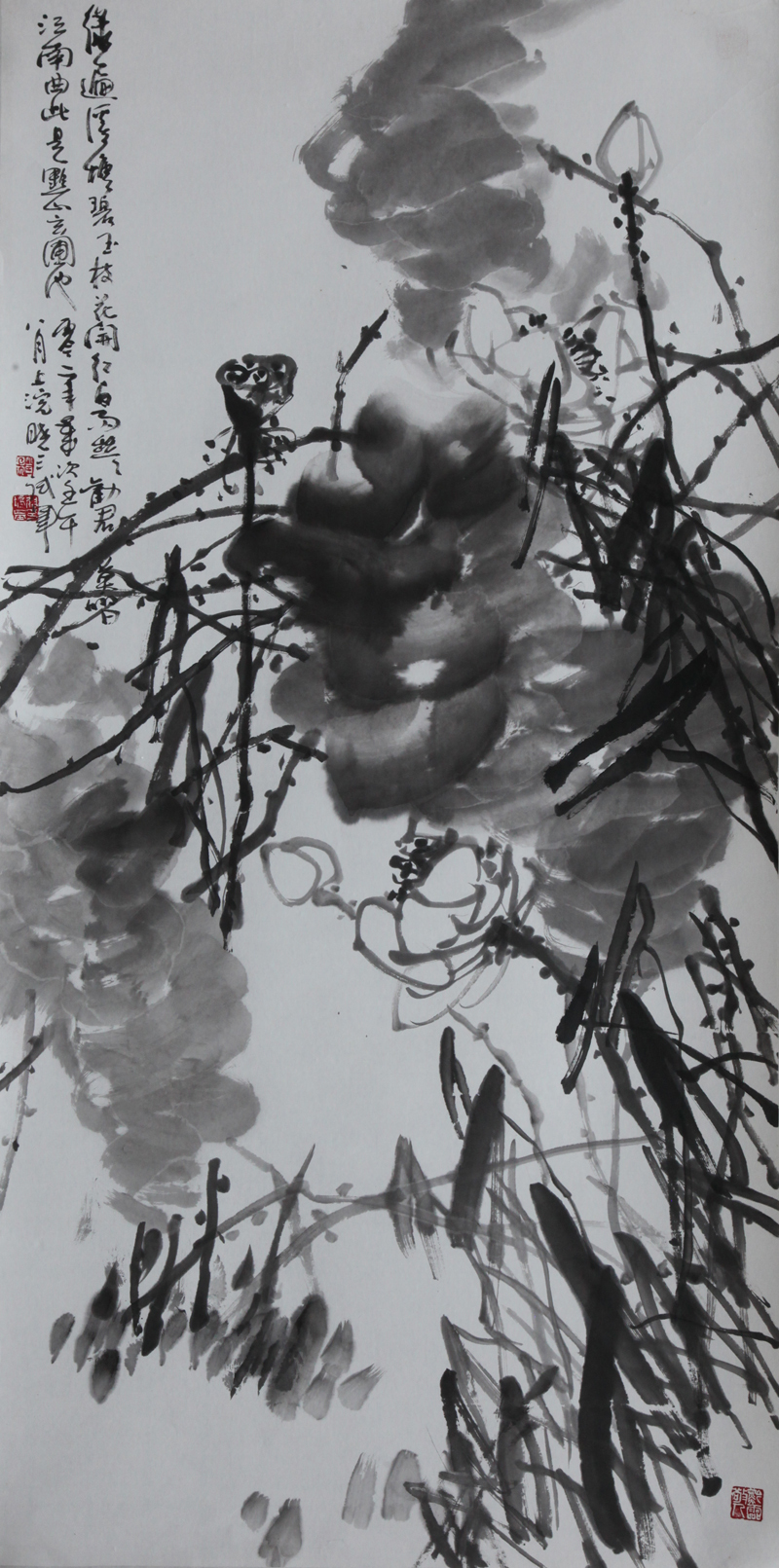 黎培基、《写意花鸟》（68×136）cm、纸本、2002年.jpg